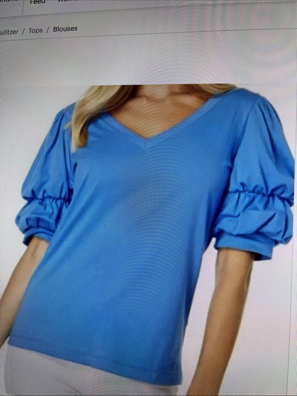 Lilly Pulitzer M DiCola puffed sleeve v neck top
